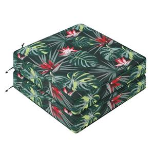 Favoyard Outdoor Chair Cushion 24 x 24 x 4 In Waterproof Pattern Fade Resistant Cushions for Patio Furniture with Removable Cover Attach Straps 28D Foam Insert Cushions Pads for Seat Sofa Couch 2 Pack