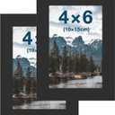 FrameWorks 2-Pack, 4x6 Picture Frame, Black  Classic Wooden Photo Frame with Tempered Glass, Modern Matte Finish for Prints, Posters, Certificates & Wall Decor  Gallery-Ready