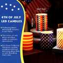 Treela Set of 4 Patriotic American Flag Flameless LED Battery Operated Pillar Candles 4th of July Candles 4th of July Decorations for Home
