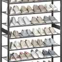 Stackable Shoe Rack for Closet, 8 Tier Metal Heavy Duty Shoe Storage Organizer,Large Capacity Shoe Shelf Max Holds 38 Pairs of Shoes,Sturdy and Stable, for Closet, Entryway,Garage，Black