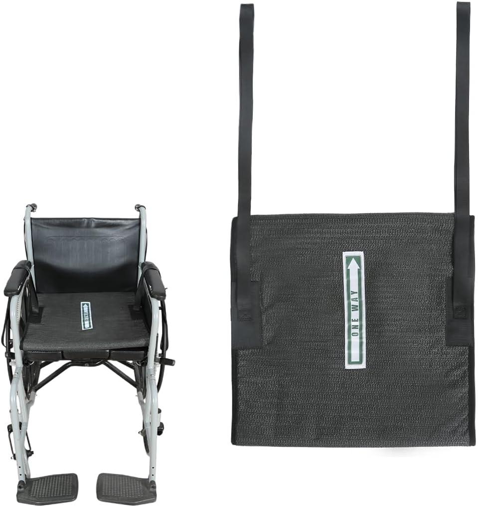 One Way Tubular Slide Seat Cushion with Handles - Non-Slip Fall Prevention Pad for Elderly/Disabled Use on Any Wheelchair, Chair, or Bed, 17"x17" (Black, One Size with Handles)