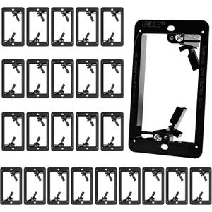VCE Low Voltage Mounting Bracket Single Gang Wall Plate, Flush Low Voltage Box for Network, HDMI, Coaxial, Speaker, Telephone Cables, Black, 25 Pack