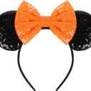 2 x WOVOWOVO Halloween Mouse Ears Headbands for Women Bow Mouse ear Headband Sequin Hairbands Cosplay Costume Hair Accessories