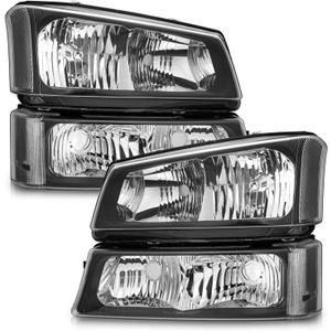 WEELMOTO Halogen Headlights Assembly for 2003-2007 Chevy Silverado