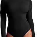 IUGA Long Sleeve Bodysuits for Women Crew Neck Body suit Women's Slimming Basic Tummy Control Bodysuit Tops size M