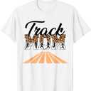 Leopard Messy Bun Track Funny Field Mom Mother's Day Running T-Shirt