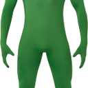 Spooktacular Creations Mens Halloween Costume Open Face Bodysuit Jumpsuit, Zentai Costume Bodysuit for Halloween Party (Small, Green)