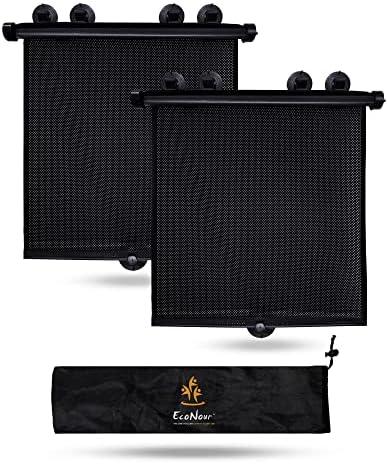 EcoNour Window Shades for Car Baby (2 Pack) | Retractable car Window Shade for Baby for Sun Protection for Kids, Passengers & Pets in The Back Seat | Car Window Covers for Trucks | (20”x22”)
