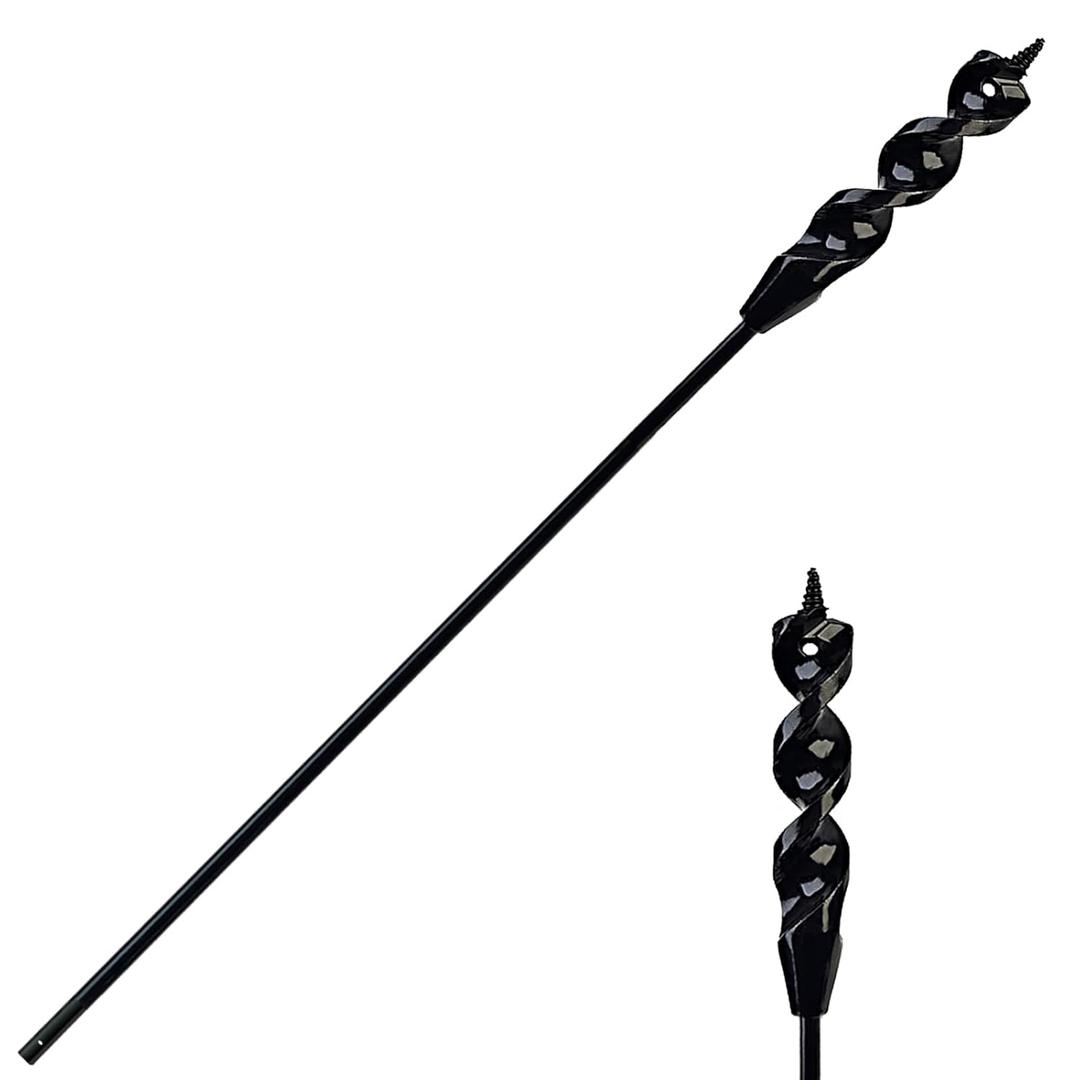 DKIBBITH Flexible Installer Drill Bit for Pulling Wires Through Walls Ceilings and Sidewalks,54-Inch Long, 1-1/4-Inch Auger with a Fish Eye Hole and Screw Point, 1/4" 3-Flat Anti-Slip Shank.