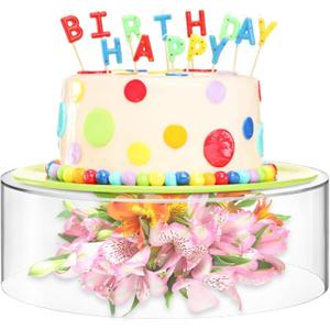 Jucoan Clear Acrylic Cake Stand, Dessert Display Stand Cupcake Stand with Hollow Bottom, 12 Inch Round Cylinder Display Riser for Wedding Birthday Baby Shower Dessert Table Display, No Lid