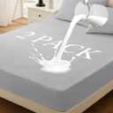 Twin Mattress Protector 2 Pack, Waterproof Mattress Pad Washable Rayon Mattress Cover Breathable Noiseless Bed Protector 3D Patterns 5" - 21'' Elastic Fitted Deep Pocket(Light Grey)