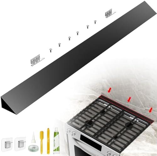 30" Slide-in Range Rear Filler Kit W10113901A, Stove Gap Universal Triangular Filler Strip, Top Trim Kit Between Stove and Wall for Whirlpool & Most Brand, Durable Aluminum Black