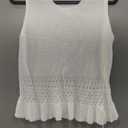 Saodimallsu Womens Crochet Crop Tank Tops Sleeveless Crew Neck Ruffle Summer Boho Knit Sweater Vest Small