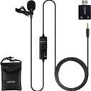 Movo LV1-USB Lavalier Microphone for Camera, Lapel for iPhone and Android Smartphones, Body Lav Mic, Clip On Microphone for 3.5mm, Shirt Lapel Mic for Phone, GoPro, Interview, Computer, PC