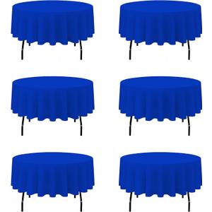 BRILLMAX 6 Pack Royal Blue Round Tablecloths 70 Inch for 30-48 Tables - 150 GSM Polyester Fabric, Standard Drop, Water, Stain & Wrinkle Resistant Cloth Cover for Wedding Reception Banquet Dining