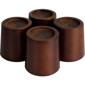 OneDream Wood Bed Furniture Risers Blocks - 4 inch Set of 4 Bed Risers, Heavy Duty Solid Wood Round Risers, Sofa Riser with Non-Slip Pad, Create Storage Space and Easy Cleaning for The Sweeper (4 Inches)