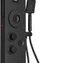 BWE Shower Panel with LED Rainfall Waterfall Shower 6-Function Faucet 4 Mist Jets 2 Body Sprays with Handheld and Waterfall Tub Spout Shower Tower System Matte Black