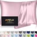 Silk Pillowcase for Hair and Skin, Mulberry Silk Pillow Cases Queen Size, Soft Anti Acne Cooling Sleep Both Sides Natural Silk Satin Pillowcases with Hidden Zipper, Gifts for Women Men, Light Pink