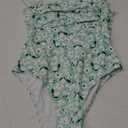 MakeMeChic Women's Floral Print Square Neck One Piece Swimsuit Ruched Bust Sleeveless Beach Cami Monokini Green Large