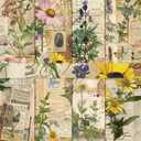 2 x Bomichi 16 Sheets Scrapbook Paper, Vintage Decorative Scrapbook Supplies for Junk Journal Card Making Picture Art Collage DIY 4.1x5.8 inches, Plants theme