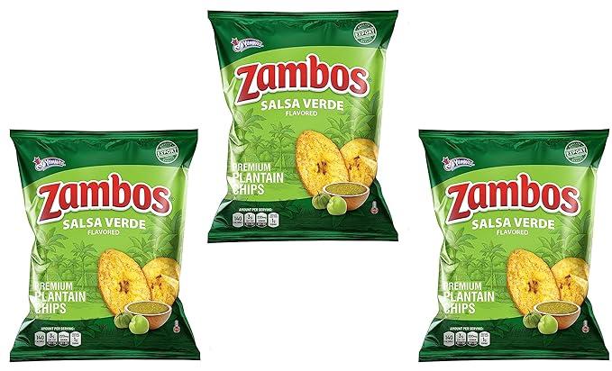 Zambos Plantain Chips Salsa Verde (Pack of 3)