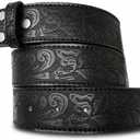 BC Belts Leather Belt Strap with Embossed Western Scrollwork 1.5" Wide with Snaps (Black-S)