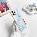 2 x NITITOP Compatible with iPhone 14 Pro Max Case with Card Holder Clear Cute Floral Lily Flowers Butterfly for Women Girls Soft TPU Shockproof Wallet Case Protective Phone Cover - Blue