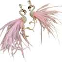 Fairy Pink Flamingo Bird Drop Earrings For Women Bohemian Feather Long Tassel Dangle Earring Rhinestones Wedding Party Jewelry