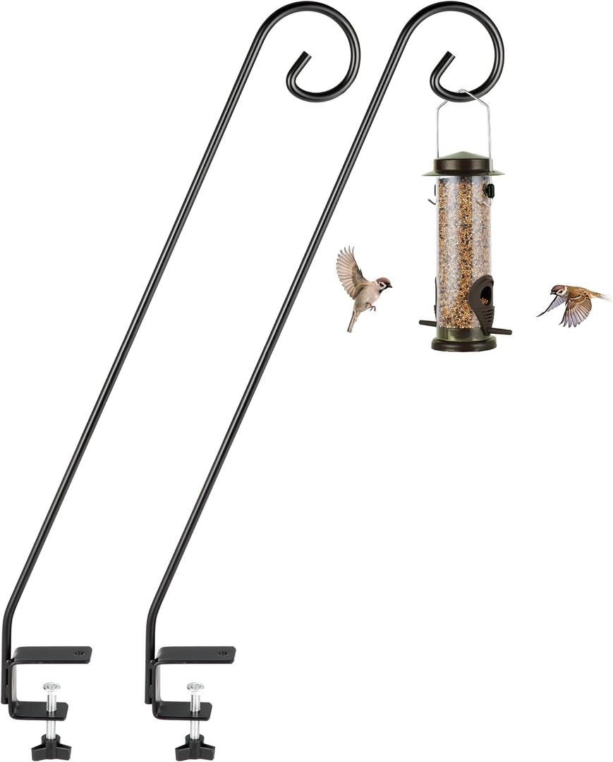 MIXXIDEA 2 Packs Heavy Duty Deck Rail Pole Deck Hook, Extensible and Adjustable Deck Hook for Hanging Bird Feeder, Plants, Suet Baskets,Wind Chimes,Lanterns