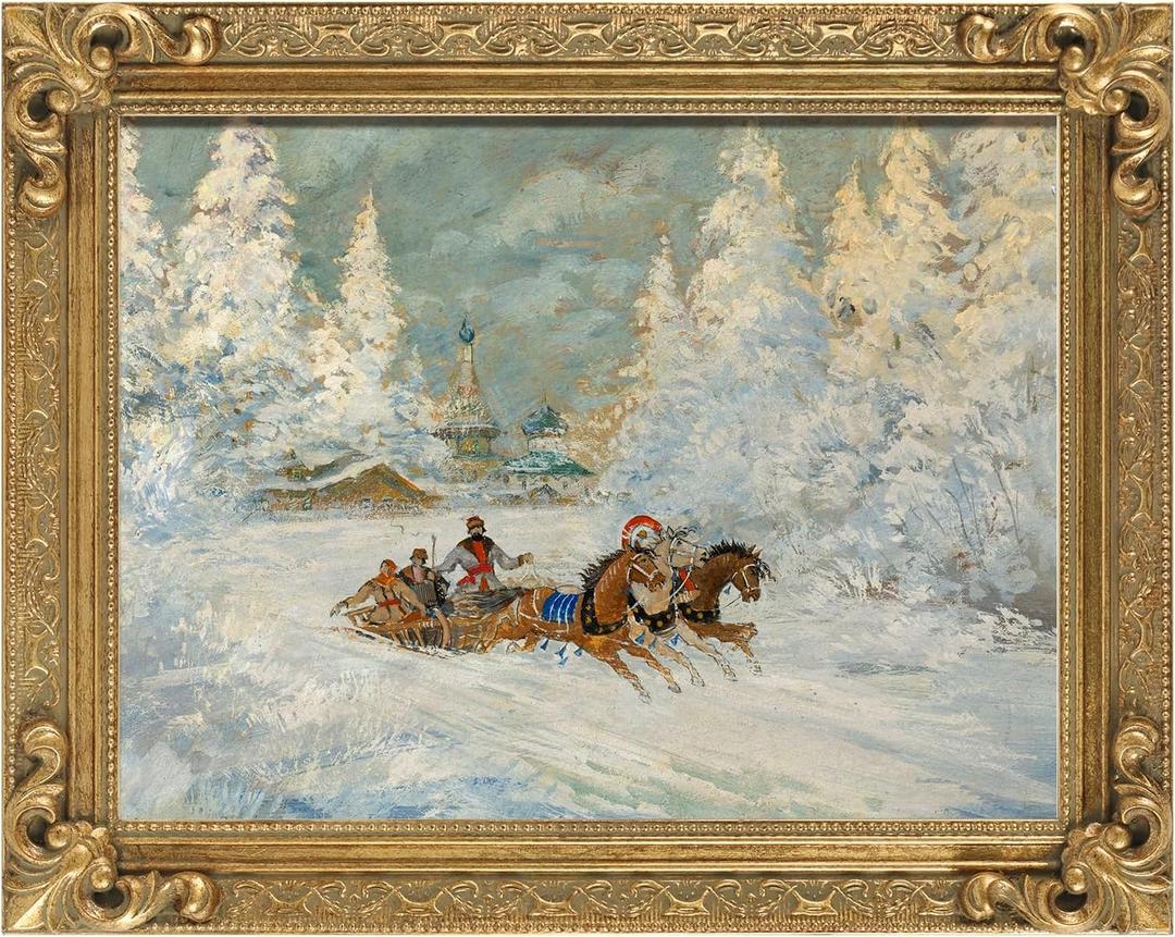 Wood Frame for 16x20 Canvas Paintings, Finished 16x20 Vinatge Gold Frame for Oil Painting Art Prints Landscape Portrait Wall Decor, No Back & Cover (Gold)