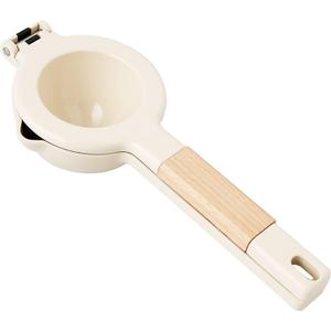 Lemon Lime Squeezer, Citrus Juicer Hand Press Citrus Juicer Manual with Wooden Handle Fruit Juicer Lime Press Metal Kitchen Tool(White)