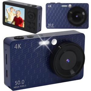 32GB Digital Camera,FHD Kids Camera,48 MP Compact Camera for Kids with 16X Zoom Anti Shake,Auto Focus, Video Recording Function,Mini Camera Suitable for Boys Girls Teenagers Gift (Blue)