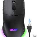 acer Wireless Gaming Mouse for Laptop, 24,000 DPI Wired Computer Mouse with 8 Programmable Buttons, Left & Right Hand, Rechargable Gaming Mice, Long Battery Life, RGB Lighting Gamer for PC, Desktop