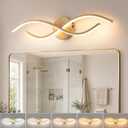 24 Inch Gold Modern LED Vanity Light, 20W 5CCT Dimmable Bathroom Light Fixture Over Mirror, 2700K-6500K Contemporary Wall Sconce for Bathroom, Curved Design Modern Vanity Lighting (Gold)