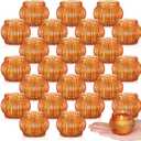Mumufy 24 Pcs Thanksgiving Glass Votive Candle Holders Orange Pumpkin Tealights Candle Holder for Halloween Fall Table Centerpieces Wedding Birthday Anniversary Parties Decorations for Home