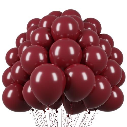 Voircoloria 110pcs Burgundy Balloons 12inch Maroon Latex Party Balloons for Graduation, Thanksgiving Day, Autumn Fall Theme Party, Wedding, Birthday, Valentines, Baby Shower Decorations