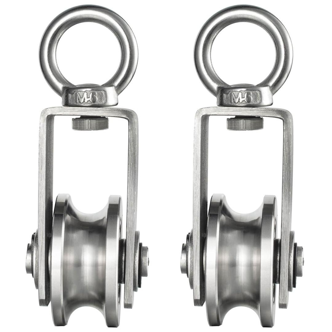 Cable Pulley Wheel for Rope with Ball Bearing, Smooth No Noise, 360 Swivel Small Wire Pulley for Pulley System Lifting, DIY Home Gym, Winch, 2 Pack