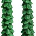 RAZ Imports Green Tree Taper Candle, Set of 2, 10.5-inch Height, Christmas Decor