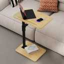 2Pcs Sofa Armrest Tray Table - 360 Bamboo Swivel TV Trays - Height Adjustable Side Table for Bed or Chair with Phone and Tablet Slots - End Tables for Small Spaces (2PCS, Standard)