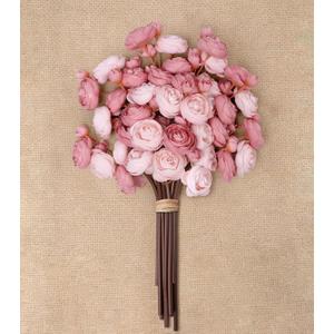 Ranunculus Artificial Flowers 18 Pcs, Faux Silk Mini Peonies Bulk Flowers for Vase, Fake Wedding Filler Flowers for DIY Bouquets, Centerpieces Arrangements Bridal Shower Decor, Dusty Rose