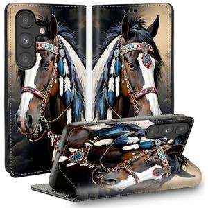 TSNJTBDL Case for Galaxy S26 Plus Wallet Case with Card Holder, RFID Blocking Full Coverage PU Leather Shockproof Cover, Phone Case for Samsung Galaxy S26 Plus 6.7" - Horse