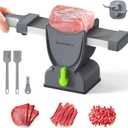 SupMaKin Fresh Meat Slicer, Thickness Adjustable 2 or 4 mm, 17 IN 1 Stainless Steel Manual Meat Cutter, Cleaver Kitchen Knife, Jerky Slicer Suit for Chicken Breast Beef Pork (Gray)