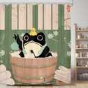 LGhtyro Funny Frog Shower Curtain Bathroom Set 71Wx78H Inches Cute Animal Cherry Blossom Japanese Asian Style Traditional Wooden Board Bath Accessories Rubber Duck Art Home Decor Fabric 12 Pack Hooks