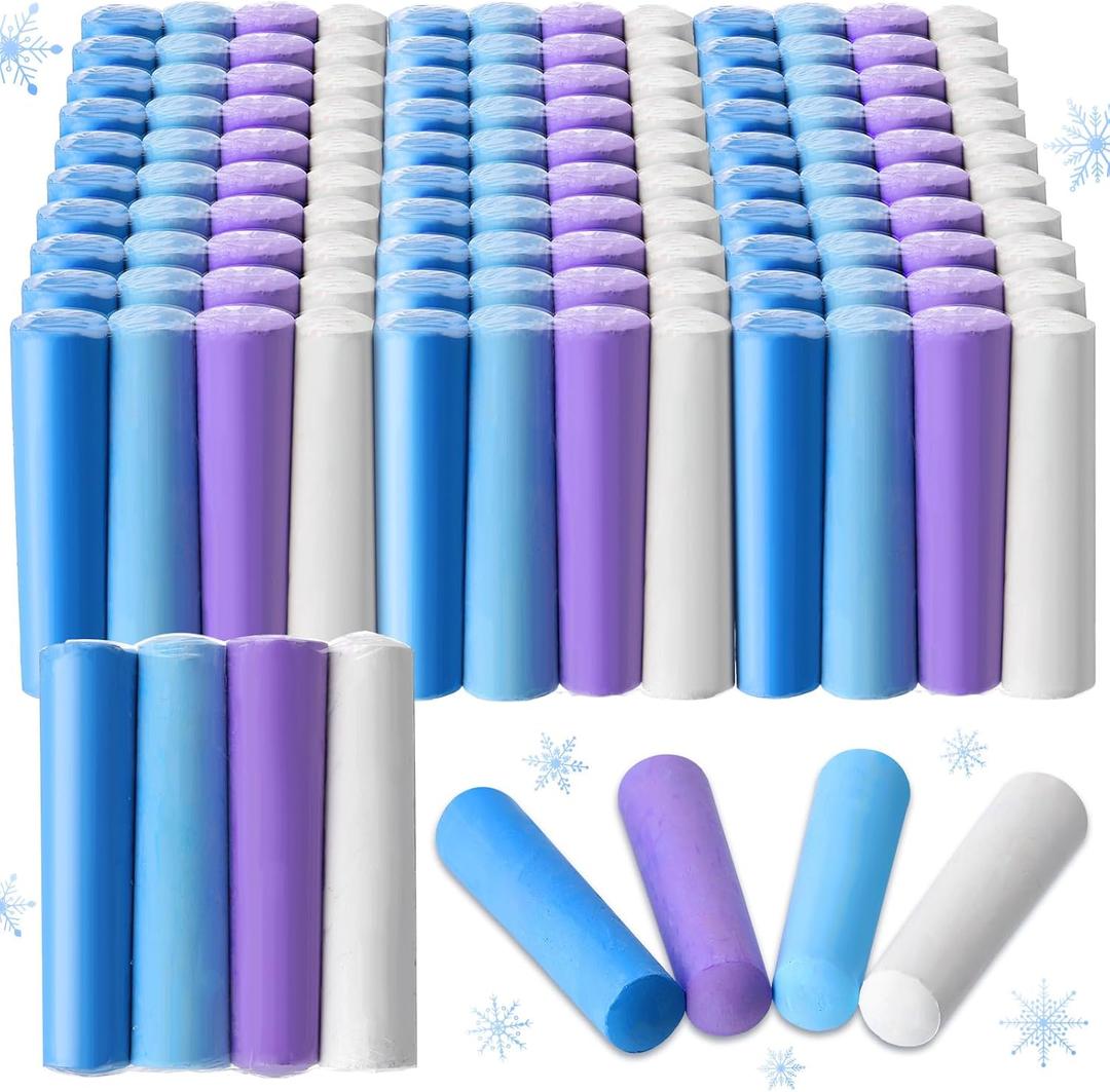 120 Pcs Sidewalk Chalks Set in 30 Count 4 Colors Non Toxic Jumbo Chalk for Party Gift Outdoor Art Play Painting(Cool Color,Classic)
