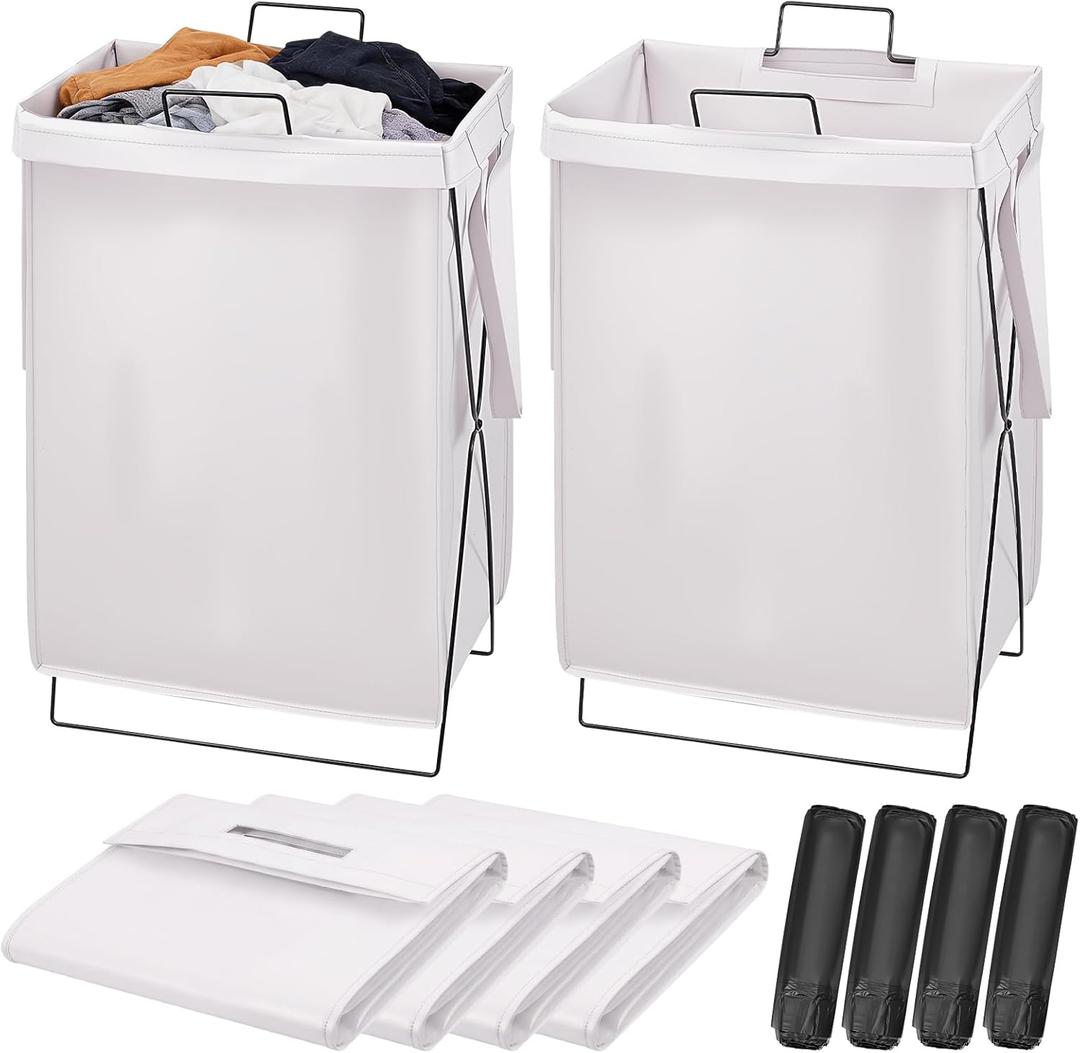 13-Gallon Slim Laundry Hamper Collapsible Clothes Basket for Bedroom, Bathroom, Dorm & Apartment, Foldable Laundry Bin with X-Shaped Steel Support