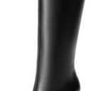 DREAM PAIRS Knee High Boots for Women Square Toe Gogo Chunky Heel with Side Zip (11, Black-pu)