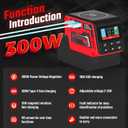 300W Power Voltage Regulator Compatible with Milwaukee 18V Battery, 2V-30V Voltage Regulator with 1 DC Voltage Regulating Socket, 1 USB Ports & 140W Type-C Charging, 15W Magnetic Wireless Charging