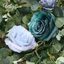 Waipfaru 2Pcs Flower Garland Decorations, Wedding Table Floral Rose Garland for Table Centerpieces Backdrop Wall, Eucalyptus Greenery Vines for Party Room Decor (Dusty Blue)