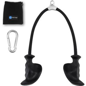 HXD-ERGO Tricep Rope with Ergonomic Handles, 36 Inch Tricep Pull Down Rope for Cable Machine, Pulley System, Triceps Rope Cable Attachment for Gym, Home (Black)