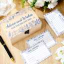 60 Pcs Bridal Shower Wedding Decorations Wooden Advice and Wishes Cards Box for Bridal Shower Party Favors Graduation Wish Cards Box(Blue Flower)